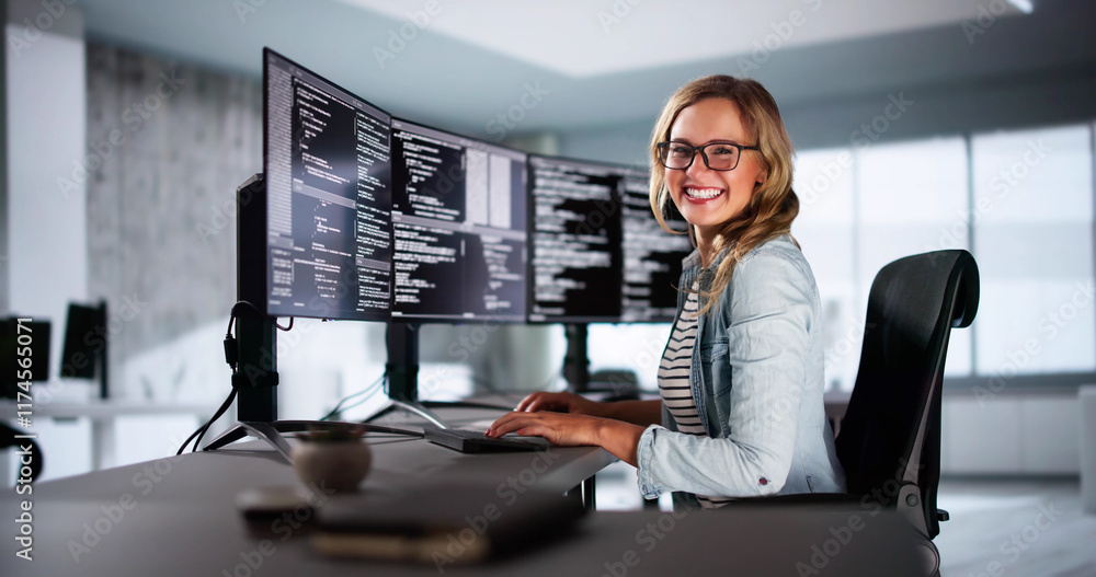 Poster Software Programmer Or Coder Woman