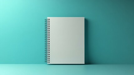 White Notebook with Spiral Binding on Blue Background