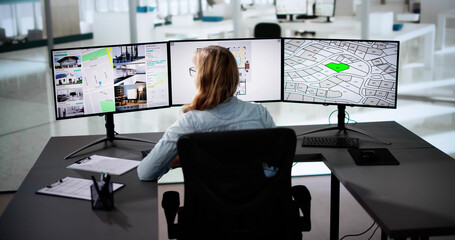 Woman Using Laptop To Search Online Real Estate Property Listings