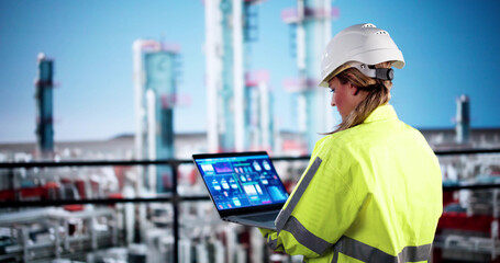 Woman Working In Power Plant Electricity