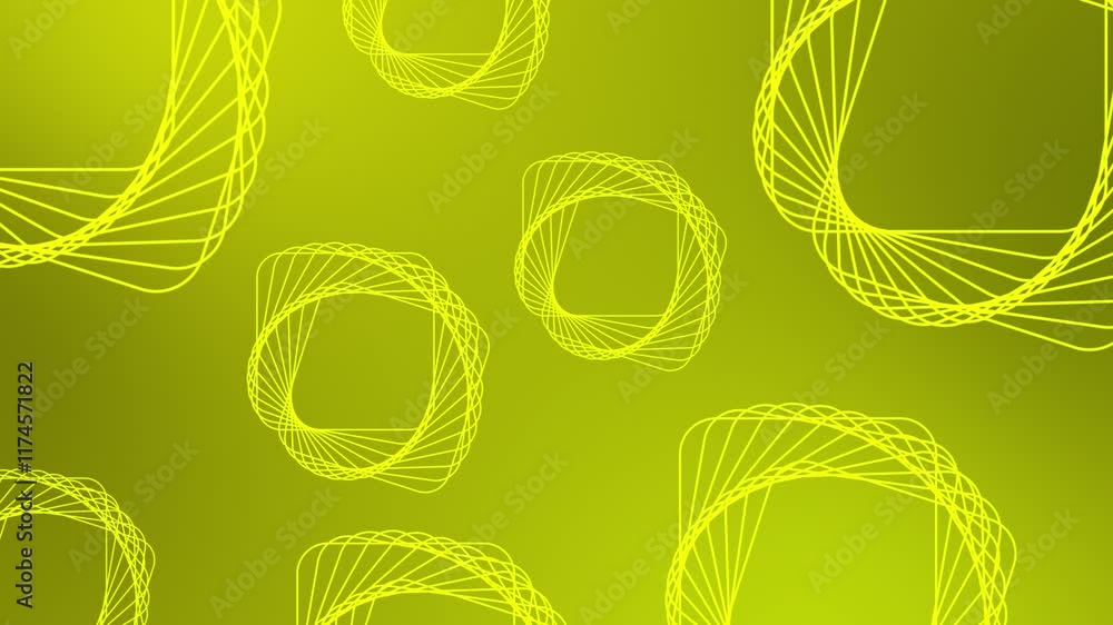 Aufkleber yellow color multiple wiggling mesh pattern in circular shapes modern design loop able dark geometri