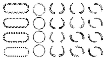 logo type laurel vector icons. Flat design for awards