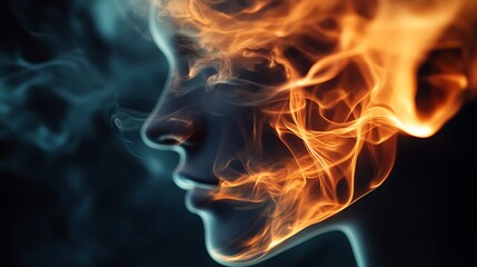 Obraz premium Closeup of a classic cigar with delicate spirals of smoke illuminated by light focusing on texture with a moody blurred backdrop