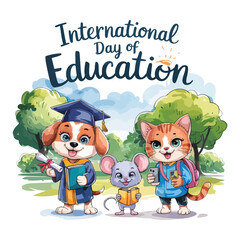 international education day watercolor vector illustration.