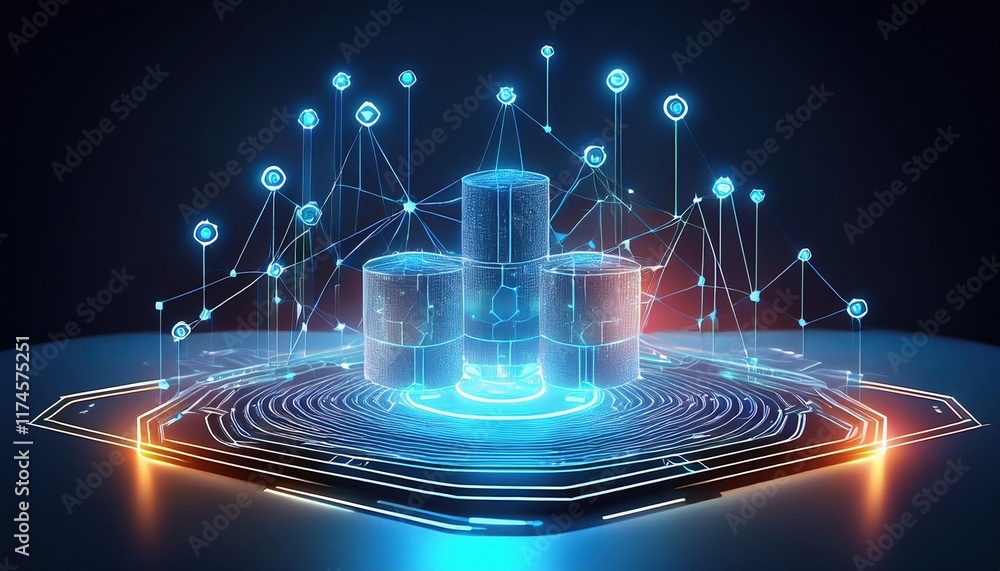 Poster futuristic cityscape with advanced technology and connected networks creating a vibrant and dynamic 