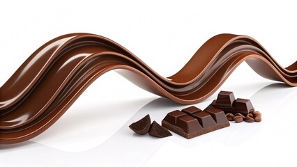 Liquid Chocolate Wave with Glossy Splash and Swirling Motion Close-Up V10