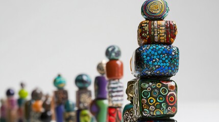 Obraz premium Colorful Stacked Sculptures: A Vibrant Art Collection