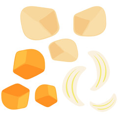 カット野菜　セット　イラスト　ベクター　にんじん　じゃがいも　玉ねぎ