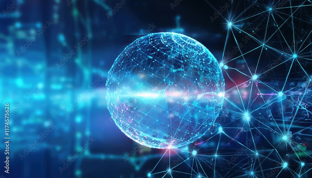 Poster intricate sphere with interconnected lines symbolizing global connectivity and modern technology sho