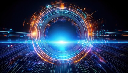 Futuristic Background Featuring Circular Shapes with Vibrant Colors and Abstract Patterns Evoking a Sense of Innovation and Modern Artistry in Design