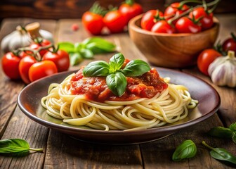 Delicious Homemade Pasta with Tomato Sauce and Fresh Basil