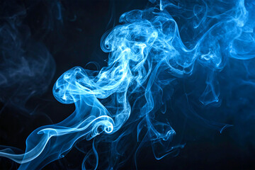 Abstract blue smoke on a dark background
