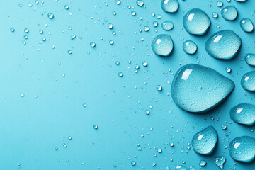  Top View of Water Drops on a Vibrant Turquoise Backdrop