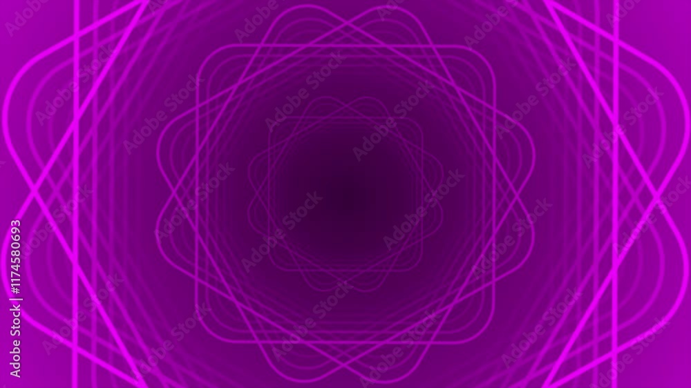 Aufkleber pink color rotating multiple square shape lines forming floral pattern with 3d tunnel modern design 