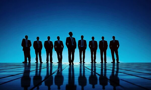 Teamwork, Unity, and Success: A Silhouette of Confident Businessmen