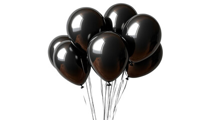 Black balloons isolated on white background 