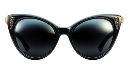 Cat black sunglasses isolated on white background 