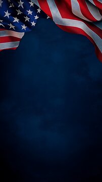 plain navy blue background with a USA flag theme