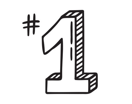 recommend clip art: place number one winner or number 1 doodle hand drawn icon. Outline drawing number 1st place line clipart symbol.