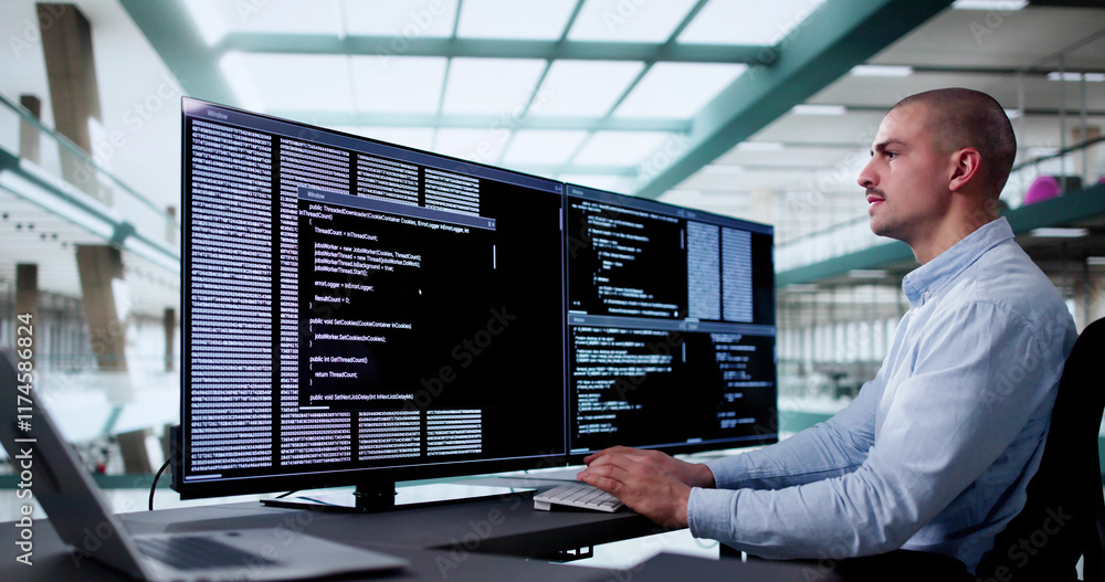 Poster Web Developer Coding On Computer