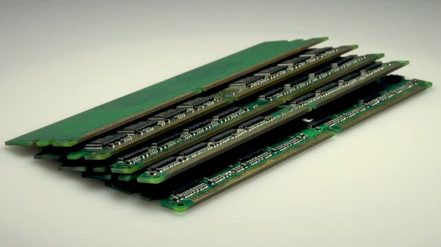 Electronic printed circuit board memory on white background