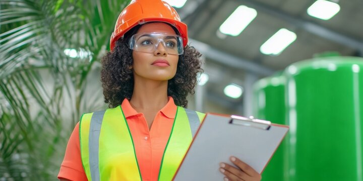 National Safety Day Celebration Female Safety Officer Conducting Industrial Inspection for Workplace Safety