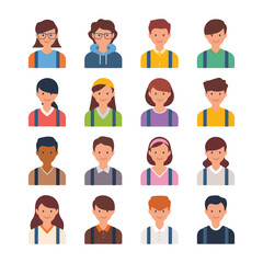 Digital illustratio icons of Various Student