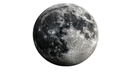 moon in space isolated on white background 