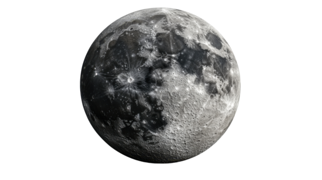 moon in space isolated on white background 
