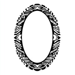 Abstract Oval Frame With Intricate Black And White Design