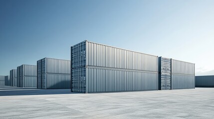Fototapeta premium Containers in shipping yard, shipping port -
