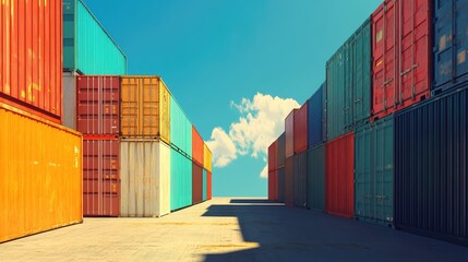 Fototapeta premium Containers in shipping yard, shipping port -