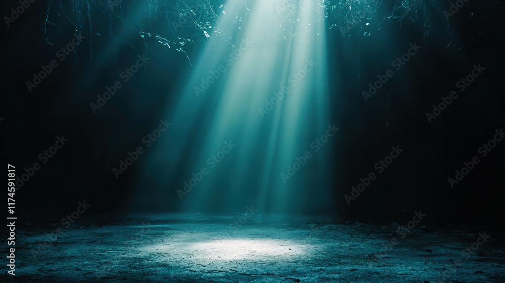 Poster single point of light in the sea of darkness creating an enchanting atmosphere