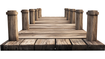 Wooden pier isolated on white background. Suitable for marketing or business purposes. PNG file