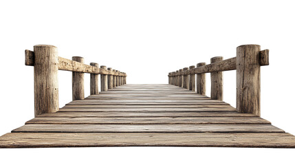 Fototapeta premium Wooden pier isolated on white background. Suitable for marketing or business purposes. PNG file