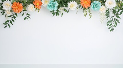 Obraz premium A white background with a colorful floral border