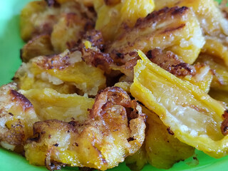 Godoh Nangka. Fried Jackfruit Flour or fried jackfruit. Traditional Indonesian culinary food. Indonesian Street Food.