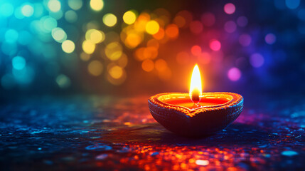 Happy Diwali , festival of lights colorful banner template design with decorative diya lamp. with copy space, Generative ai