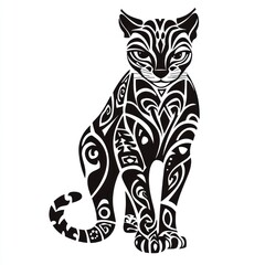 Tribal Design Of A Sitting Cat