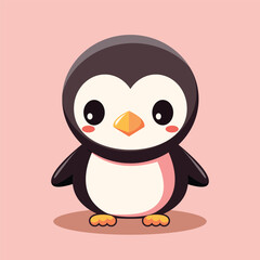 Cute cartoon penguin on a pink background