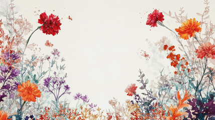 Elegant wedding invitation card background vector. Minimal hand painted watercolor botanical flowers texture template background. Design for wedding, vip cover, poster, rsvp moderncard.Valentine's Day