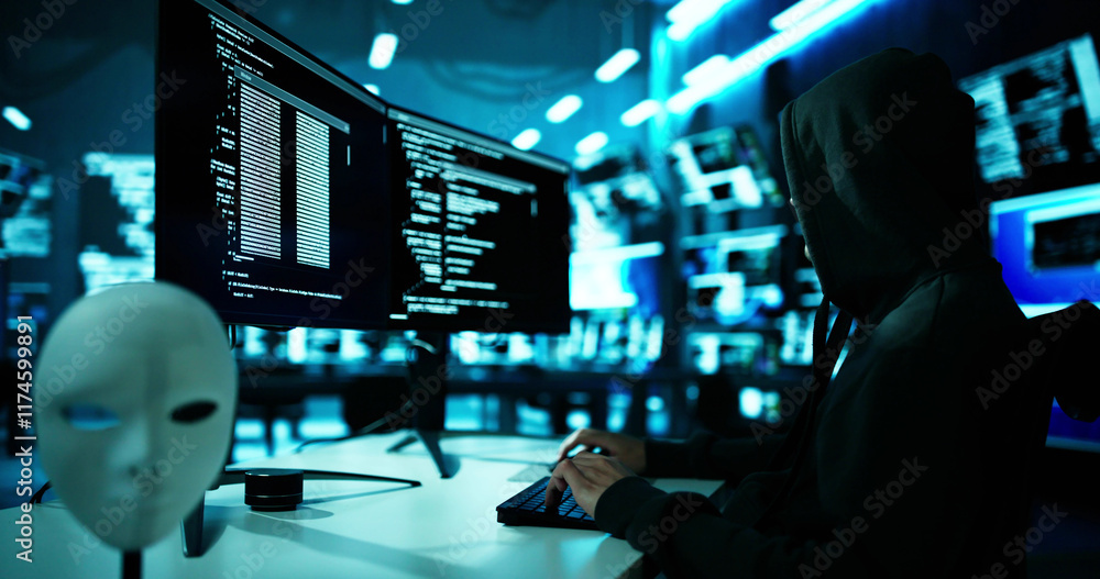 Leinwandbilder Hacker Stealing Data From Computer