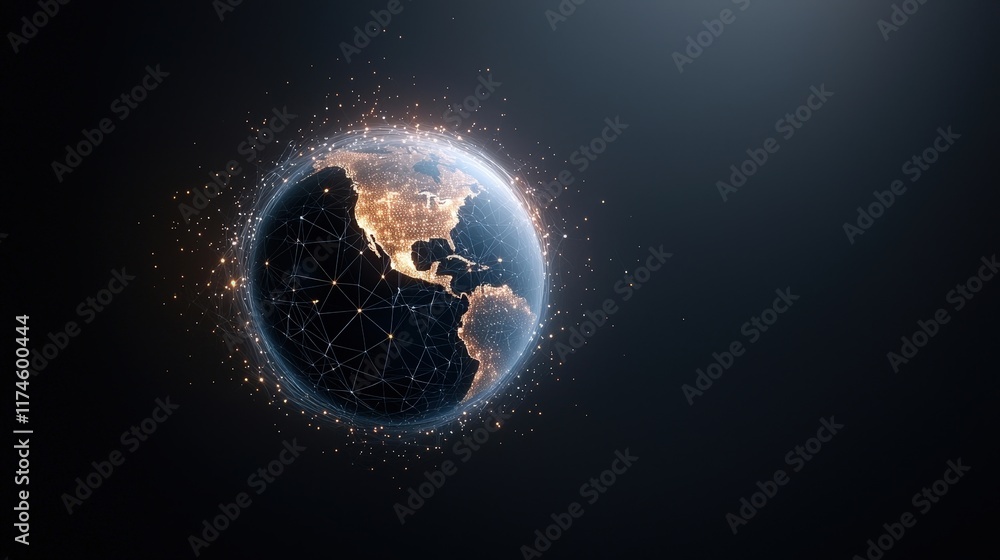 Wall mural a globe with a network of lines surrounding it
