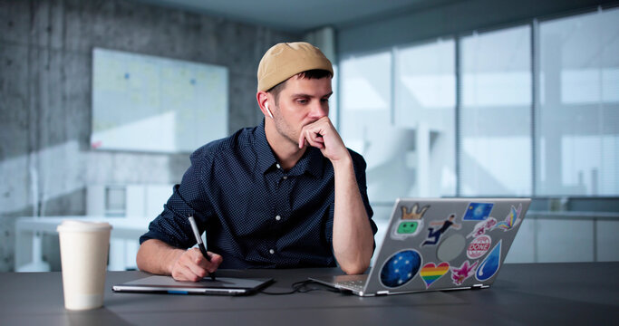 Tired Unhappy Graphics Designer Man