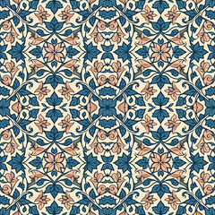 seamless pattern with flowers tribal traditional 
