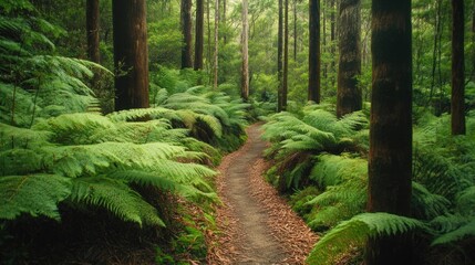 Fototapeta premium Forest Path Through Lush Greenery