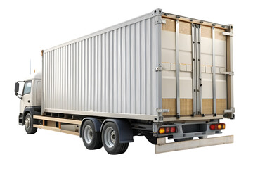 Large shipping container truck isolated on transparent background