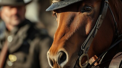 History Retold: Close-up Portrait of U.S. Cavalry, Symbol of Westward Expansion and Frontier Defense