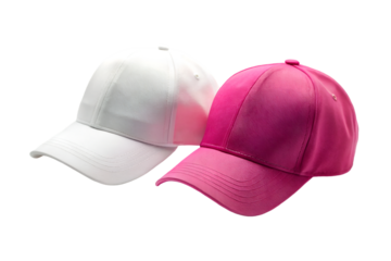 A pink and white cap mockups isolated on transparent background 
