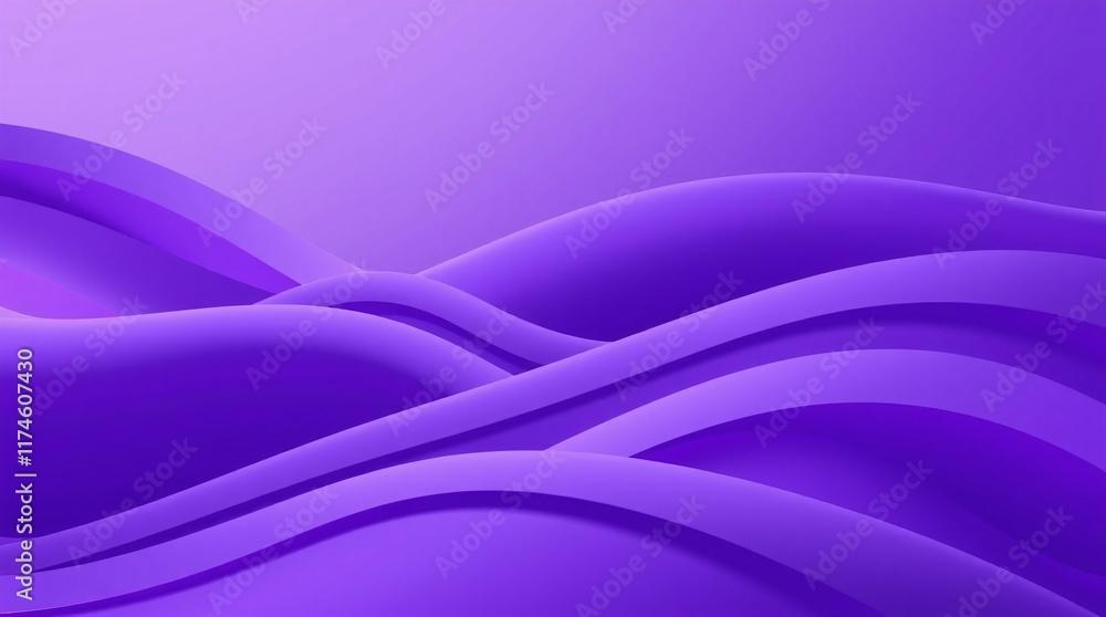 Poster vivid abstract rendering of smooth purple waves creating a harmonious and modern background design.